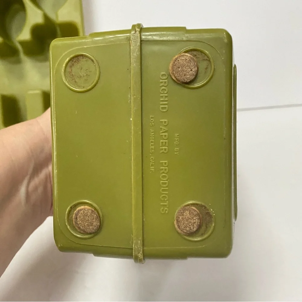Vtg 70s Avocado Green Rubbermaid Utensil Holder Tray 2922 & Napkin Holder